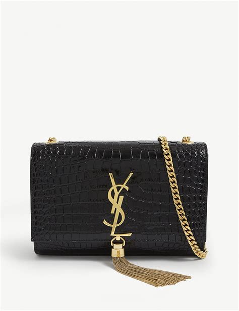 Shop Saint Laurent Small Kate Crocodile.